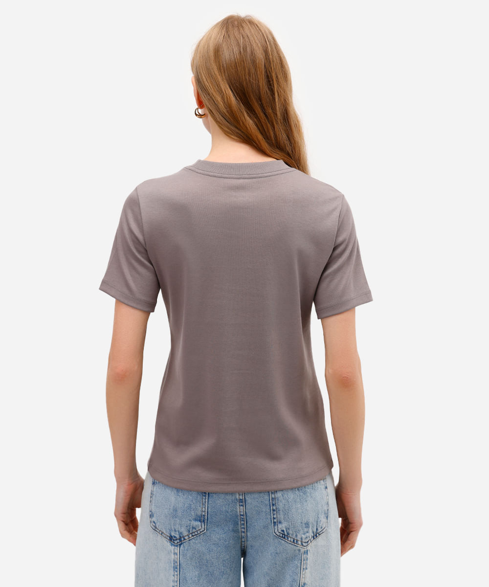 camiseta classic feminina de algodão peruano interlock cinza