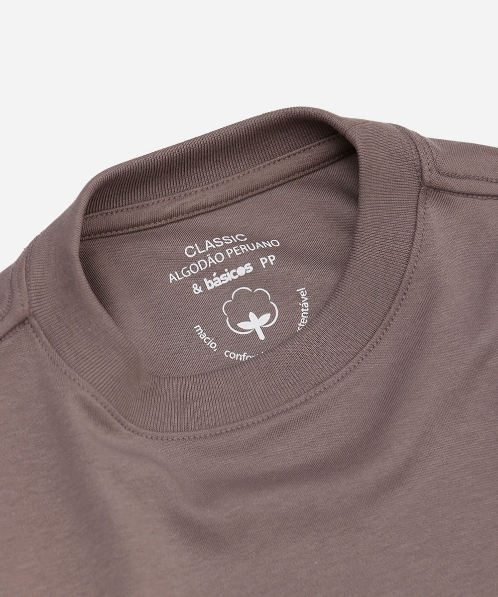 camiseta classic feminina de algodão peruano interlock cinza