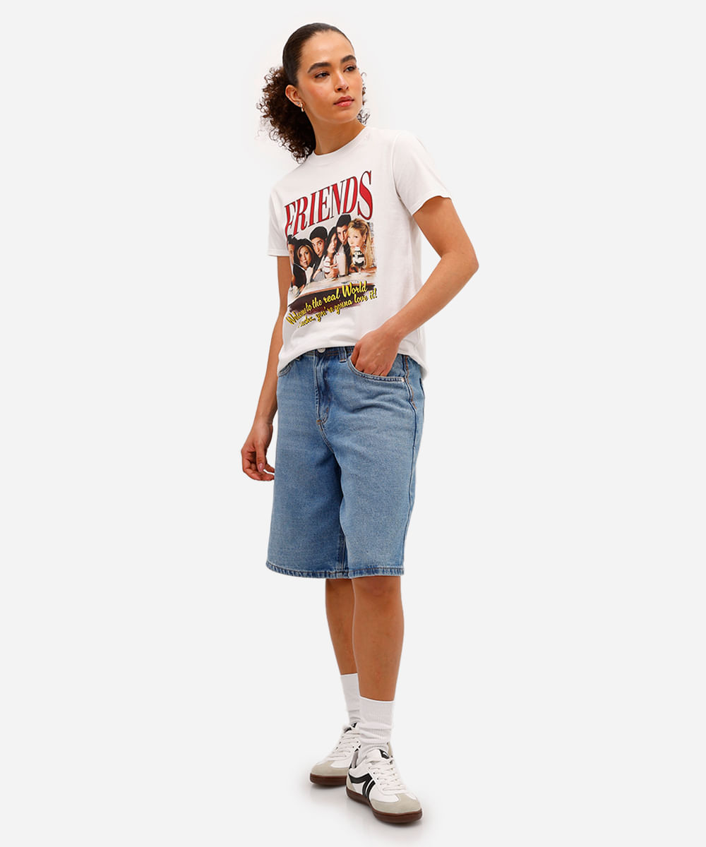 camiseta feminina de algodão friends off white