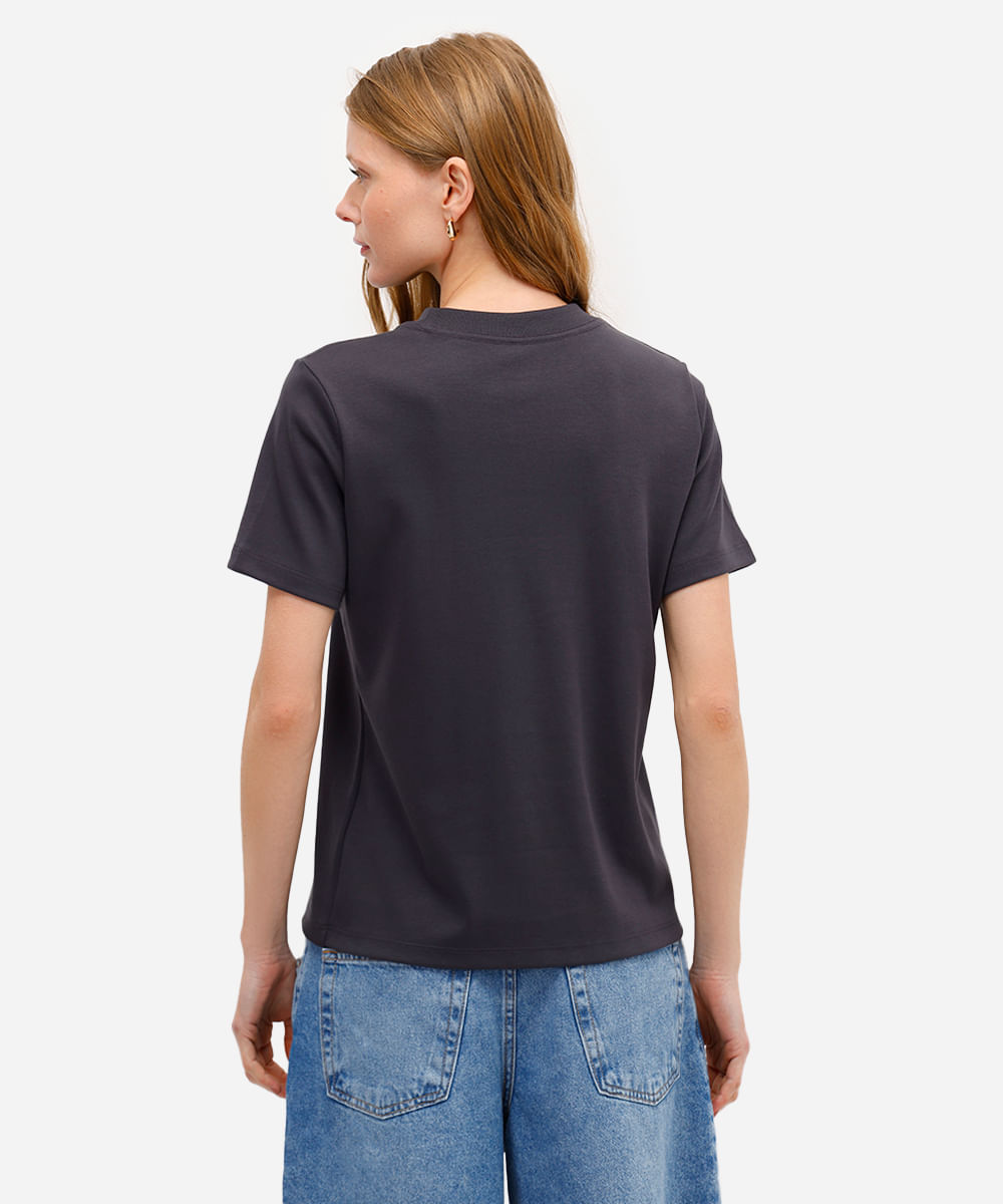 camiseta classic feminina de algodão peruano interlock cinza