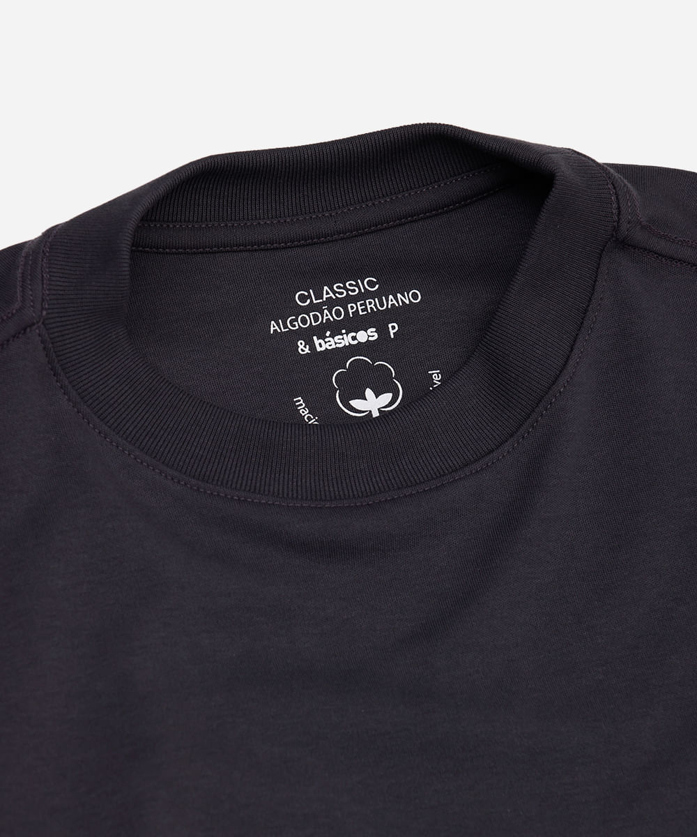 camiseta classic feminina de algodão peruano interlock cinza