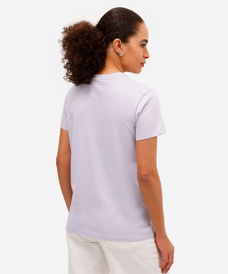 camiseta feminina de algodão estampada lilás