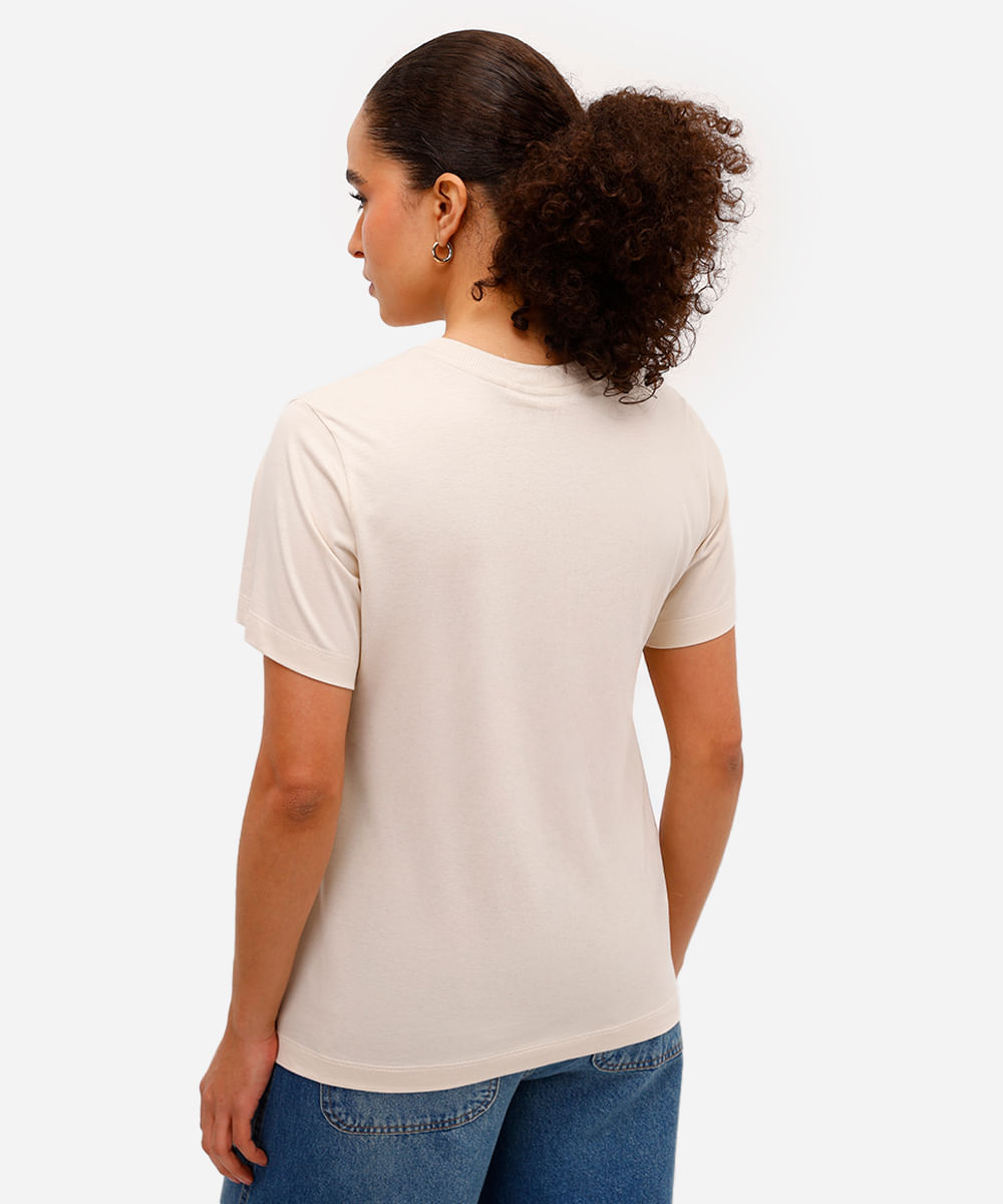 camiseta feminina de algodão stitch bege