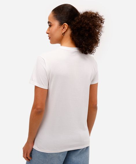 camiseta feminina de algodão coração off white