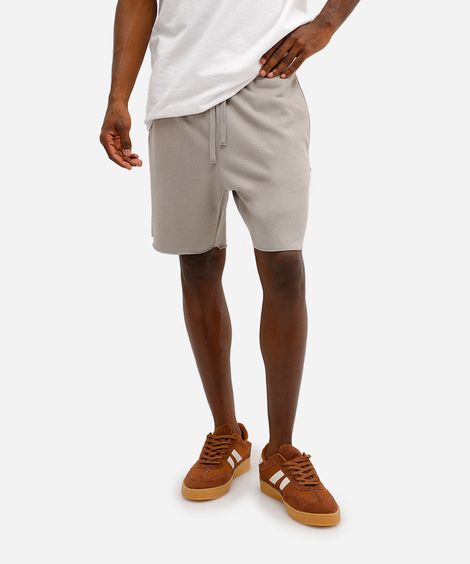 bermuda masculina de moletom com bolsos cinza