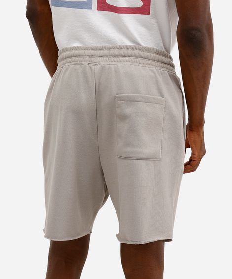 bermuda masculina de moletom com bolsos cinza