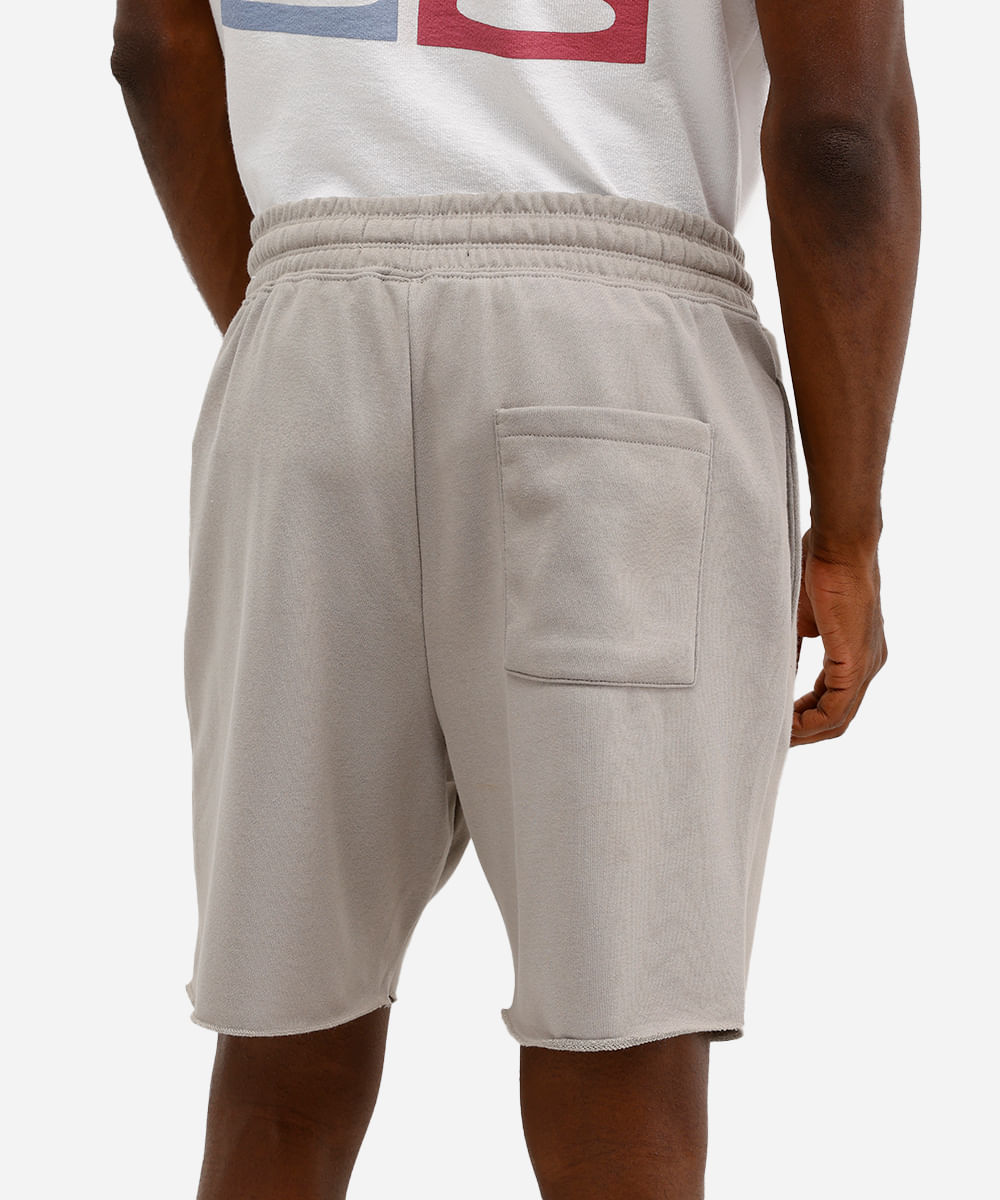 bermuda masculina de moletom com bolsos cinza