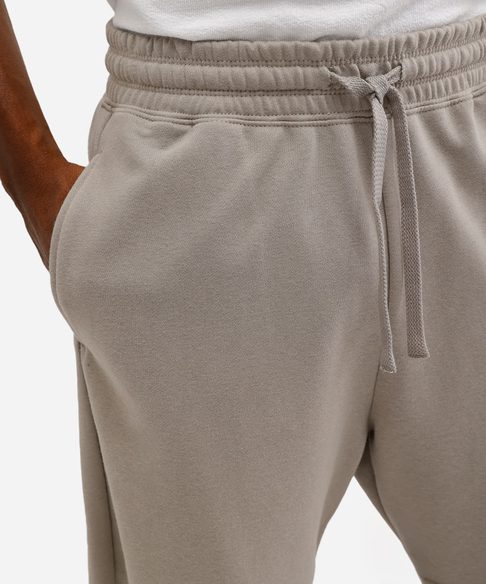 bermuda masculina de moletom com bolsos cinza