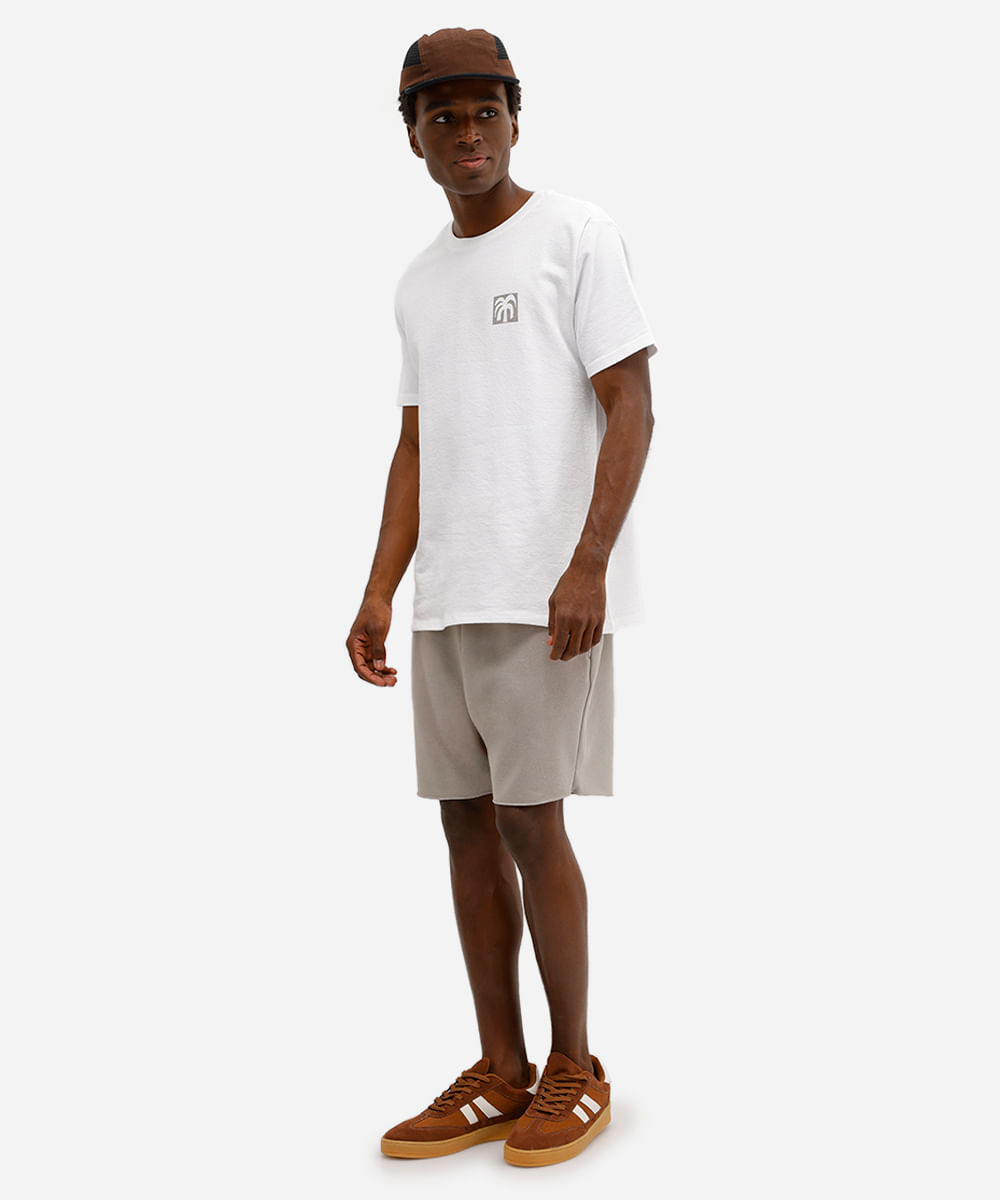 bermuda masculina de moletom com bolsos cinza