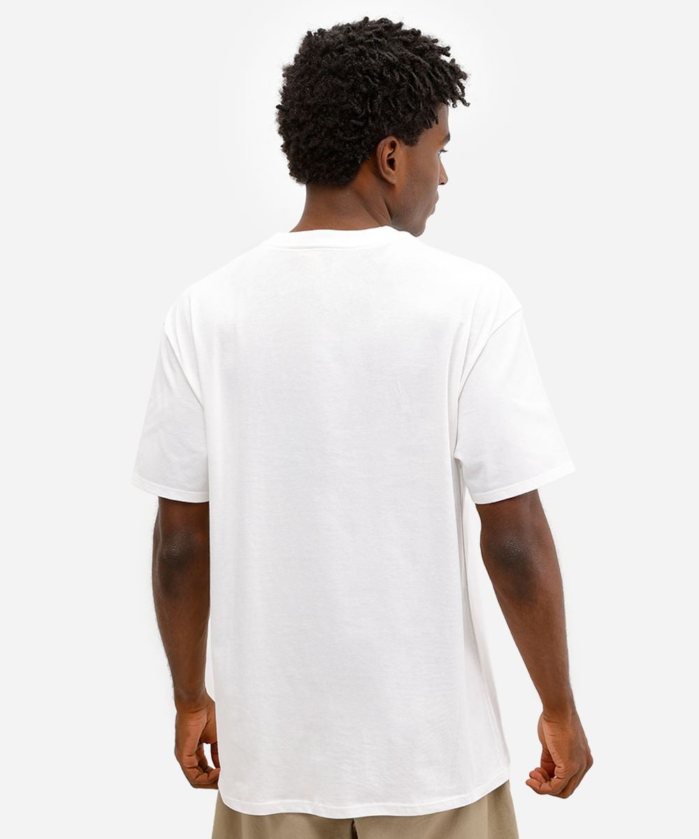 camiseta relaxed masculina de algodão manga curta stitch off white