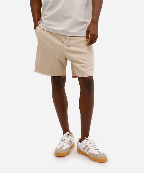 bermuda de moletom com bolsos bege