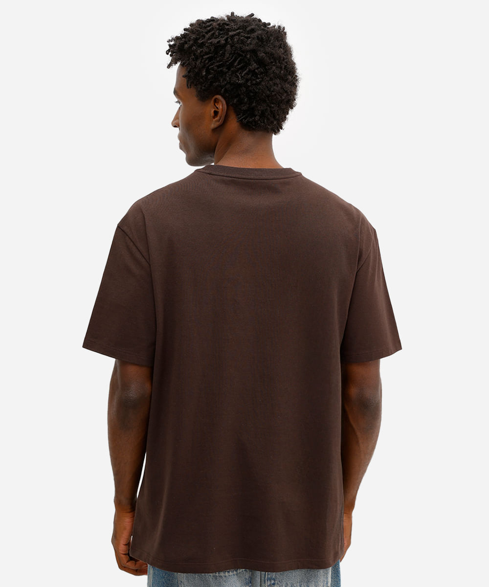 camiseta relaxed masculina de algodão manga curta stitch marrom
