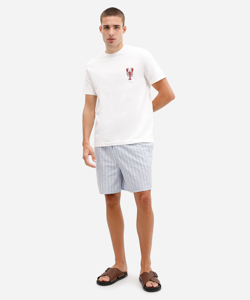 camiseta masculina de algodão lagosta off white