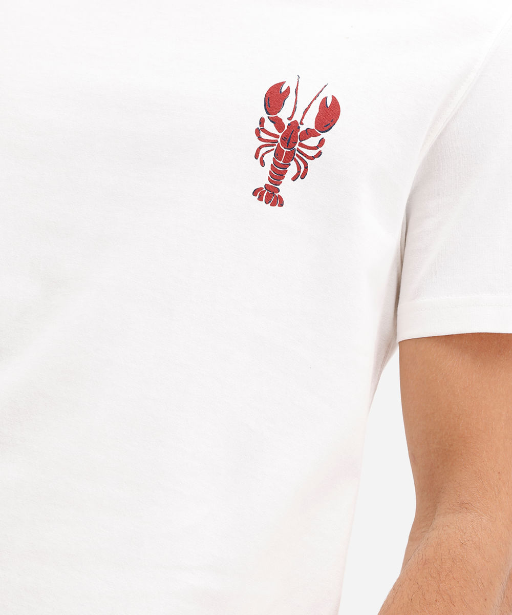 camiseta masculina de algodão lagosta off white