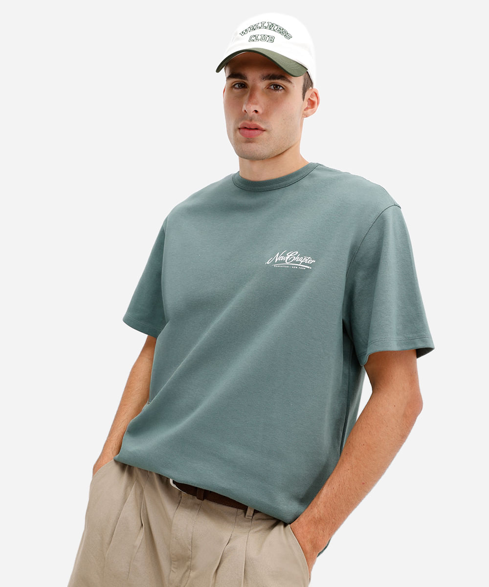 camiseta masculina com algodão new chapter verde