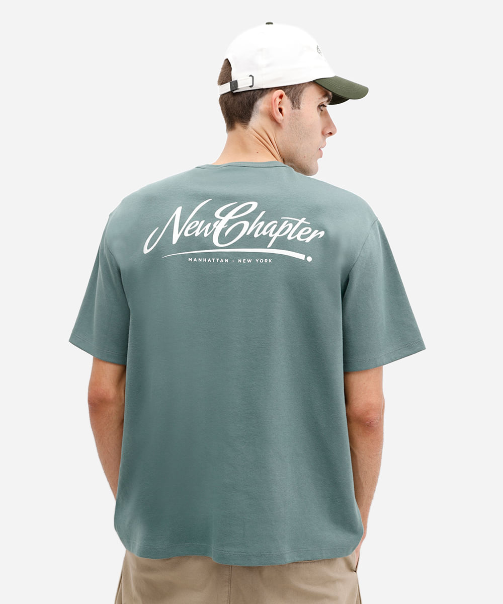 camiseta masculina com algodão new chapter verde