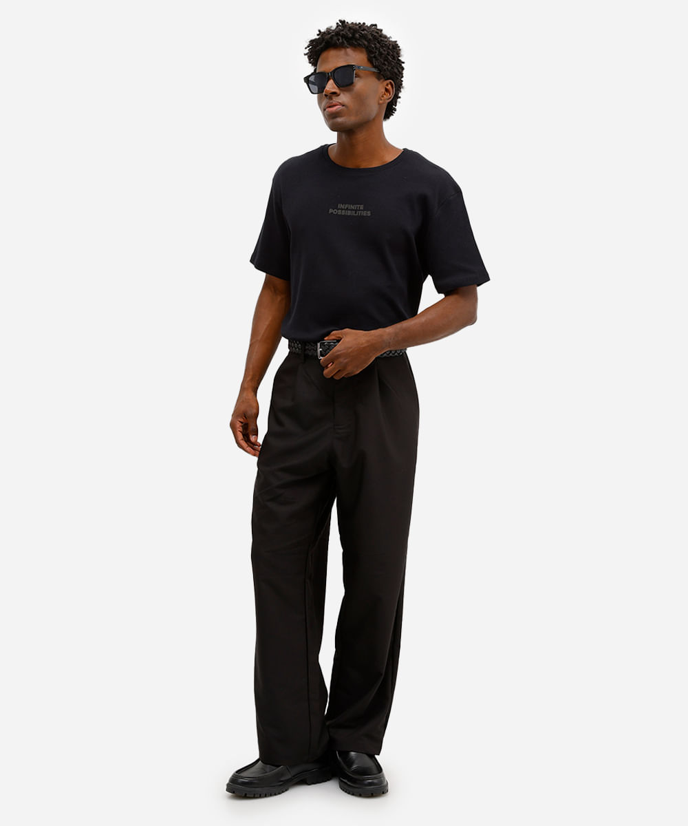 camiseta comfort masculina de algodão texturizada infinite possibilities preta