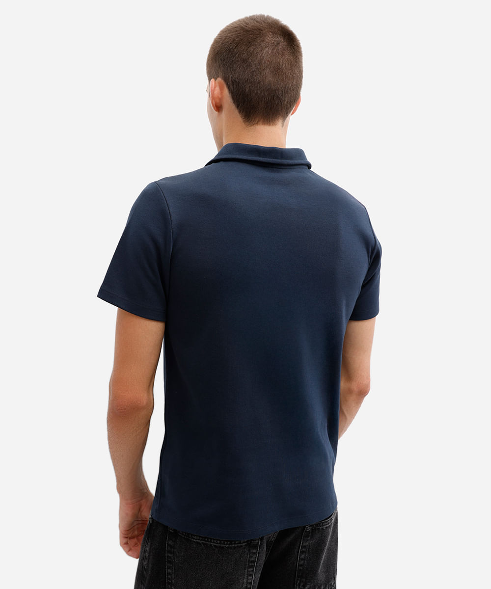 polo comfort masculina de algodão manga curta azul