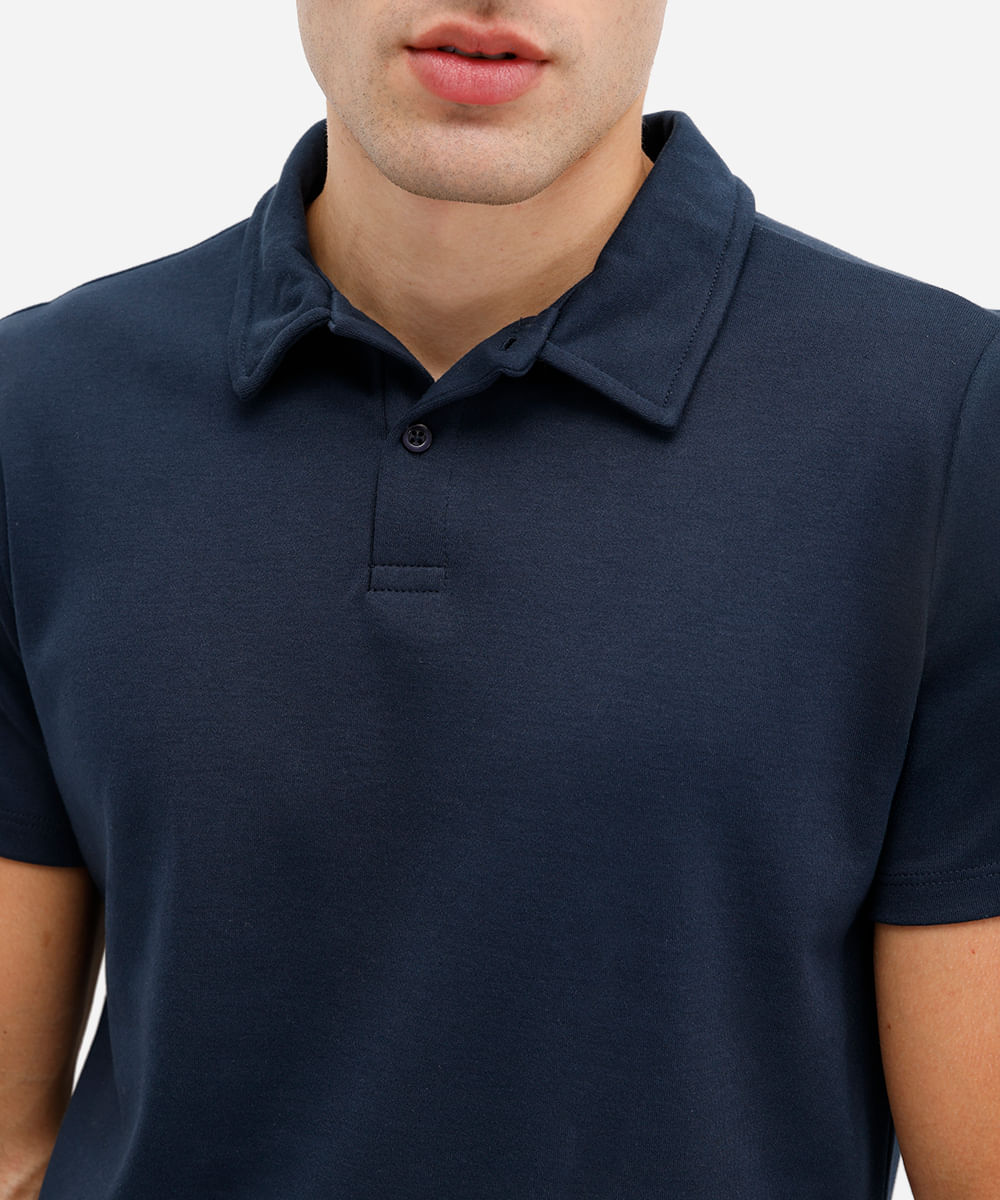 polo comfort masculina de algodão manga curta azul