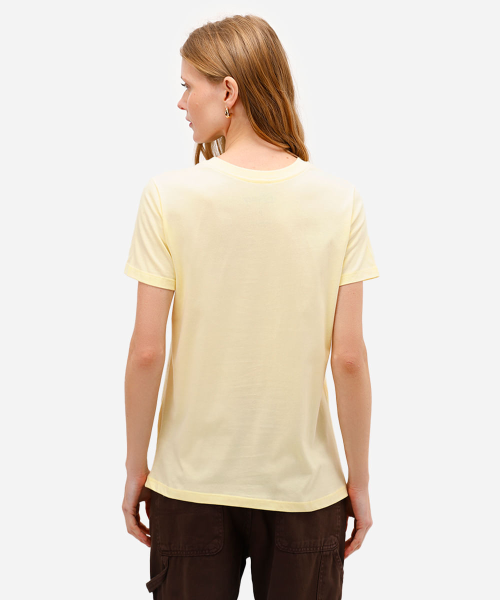 camiseta feminina de algodão stitch amarela