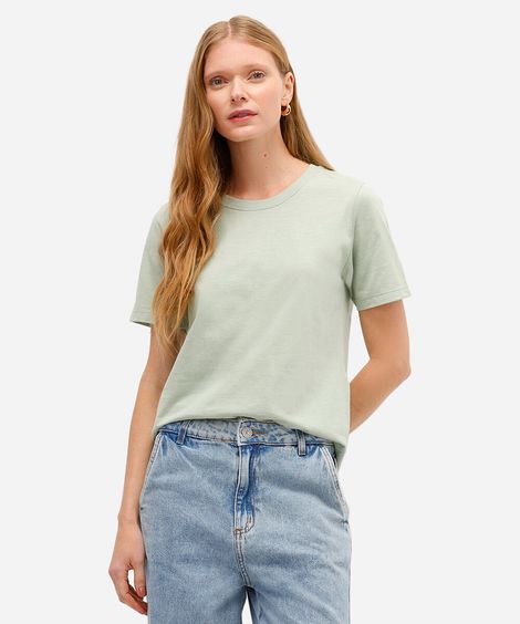 blusa básica feminina de algodão manga curta verde