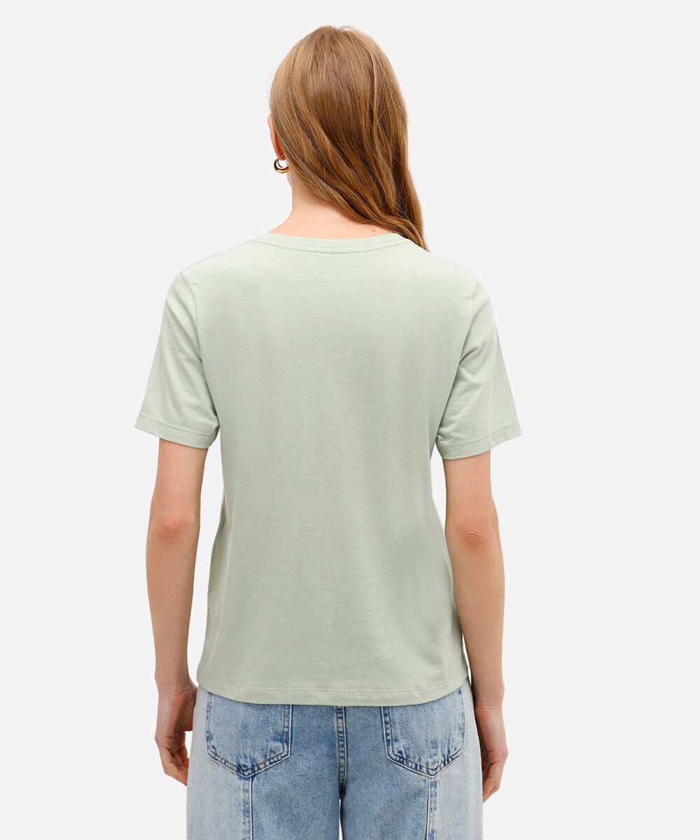 blusa básica feminina de algodão manga curta verde