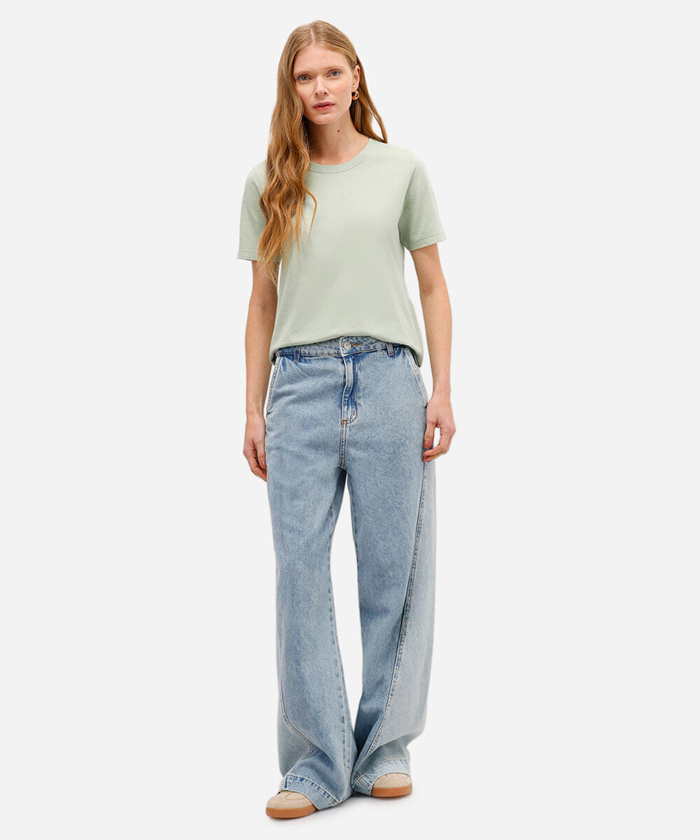blusa básica feminina de algodão manga curta verde