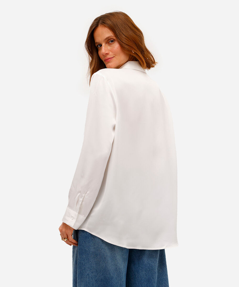 camisa acetinada oversized off white