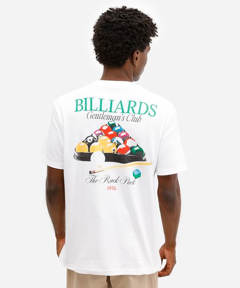 camiseta comfort masculina de algodão manga curta billiards branca