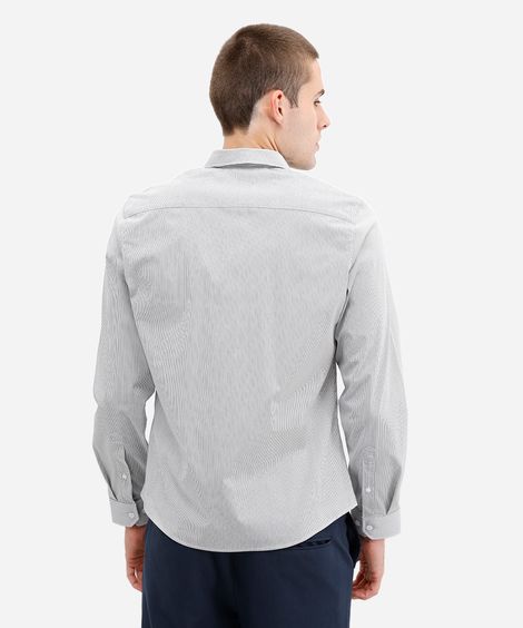 camisa masculina manga longa listrada azul