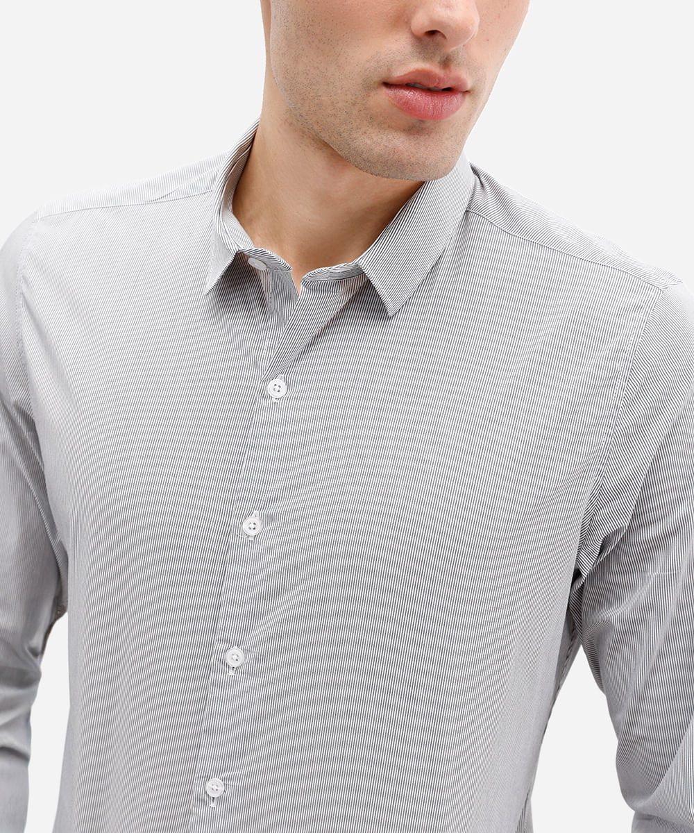 camisa masculina manga longa listrada azul