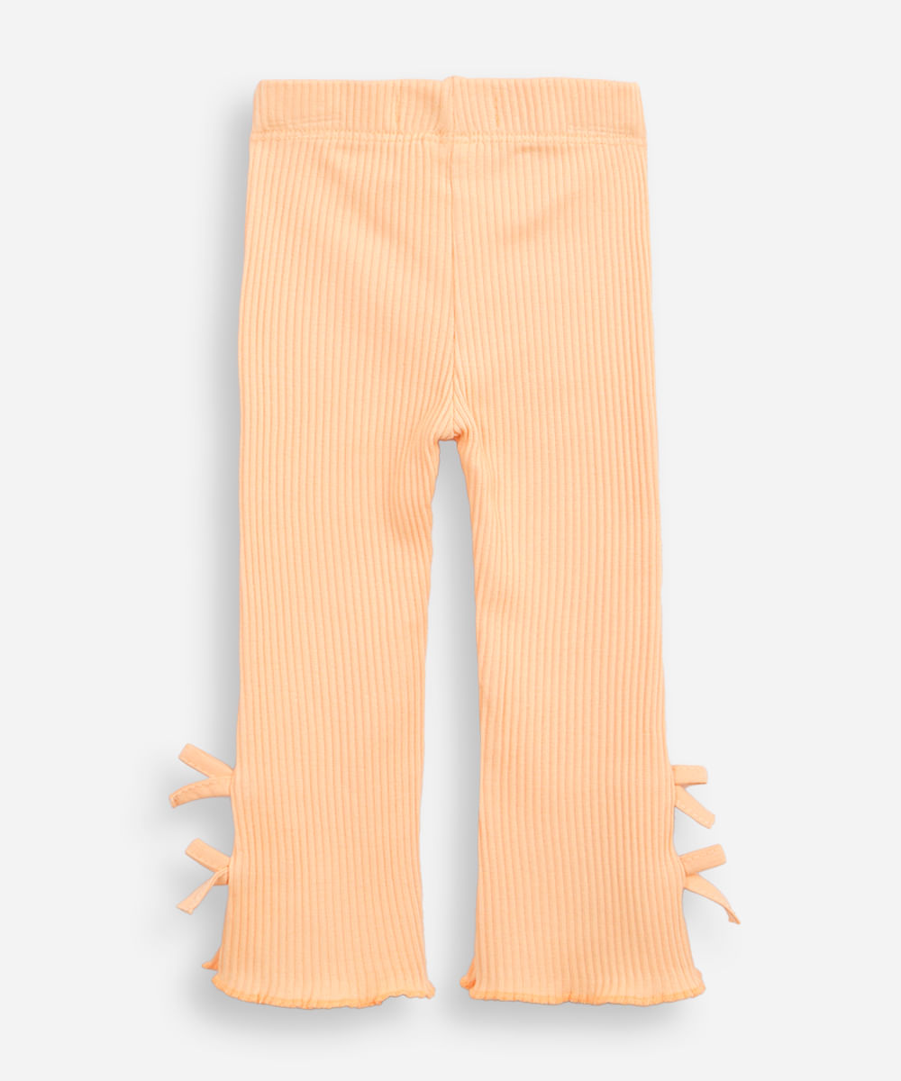 calça flare infantil de algodão com lacinho laranja