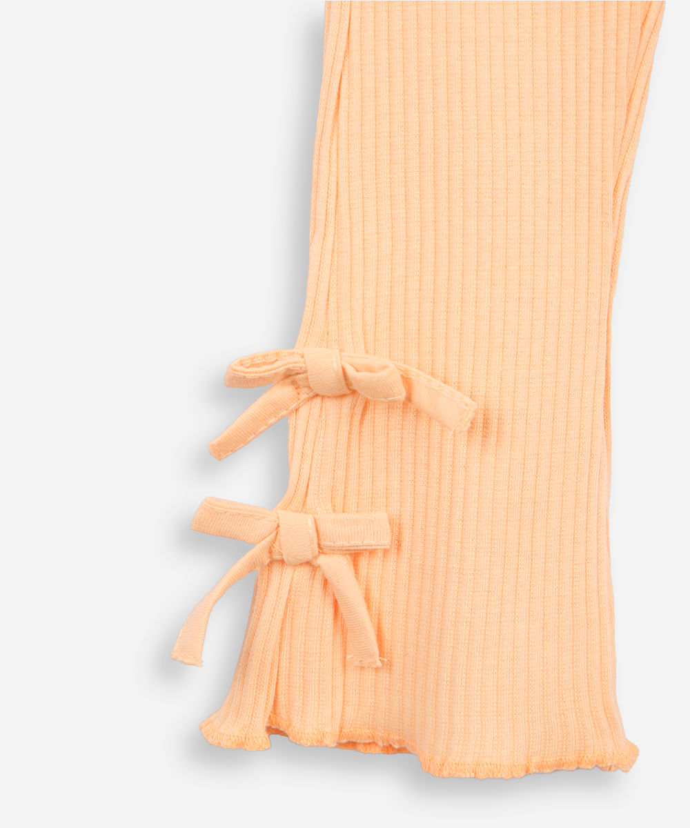 calça flare infantil de algodão com lacinho laranja