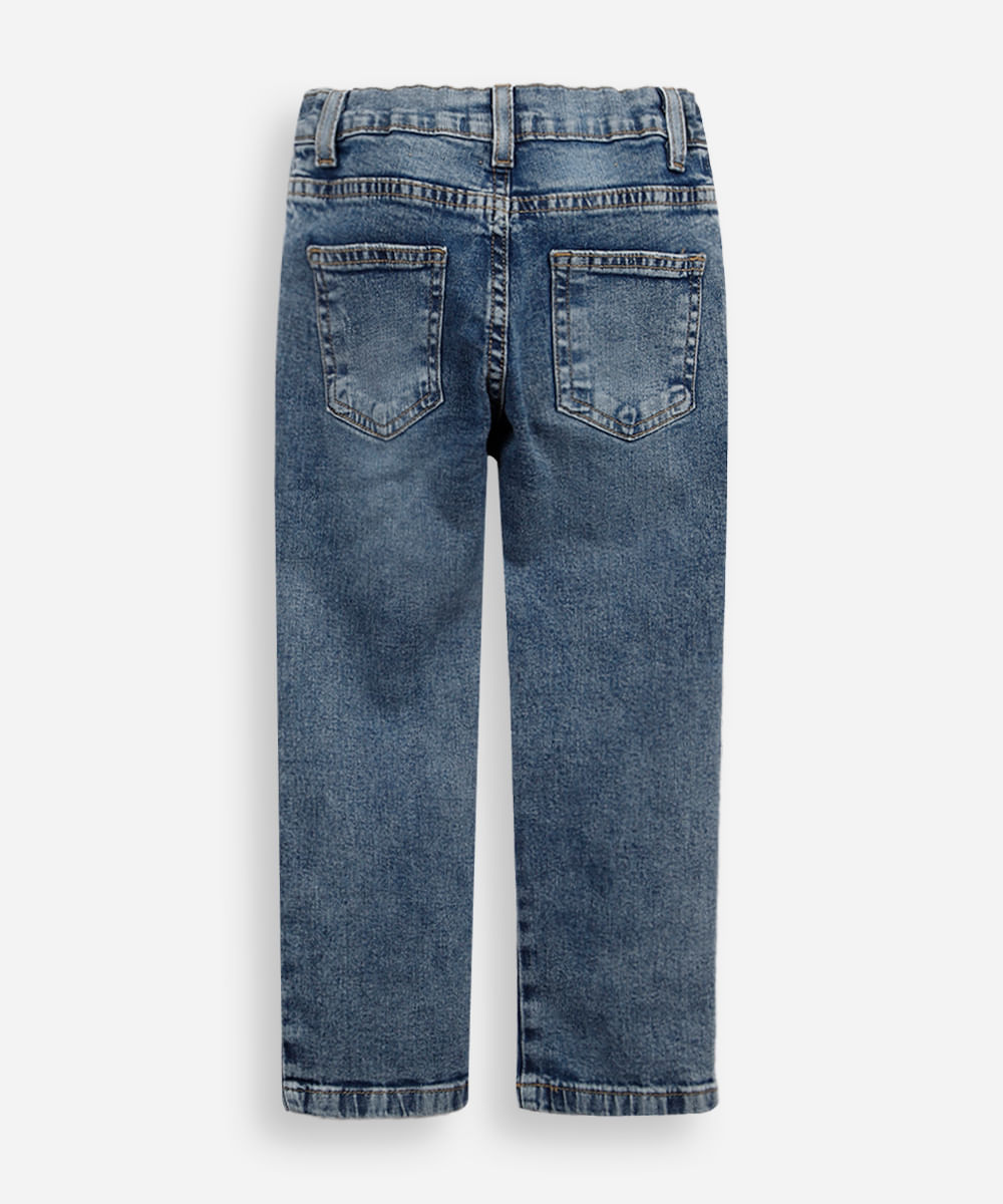 calça skinny infantil jeans destroyed azul