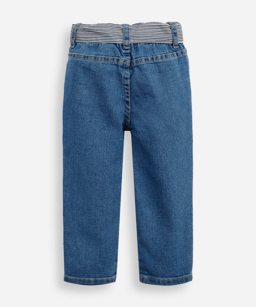 calça skinny infantil jeans com cinto faixa azul