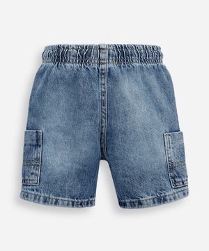 bermuda reta infantil jeans com bolsos azul