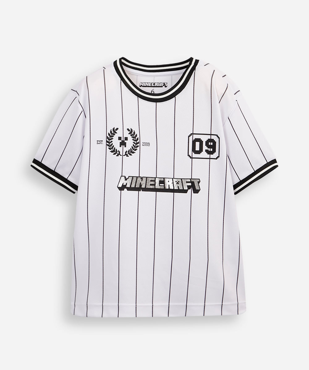 camiseta esportiva infantil minecraft off white