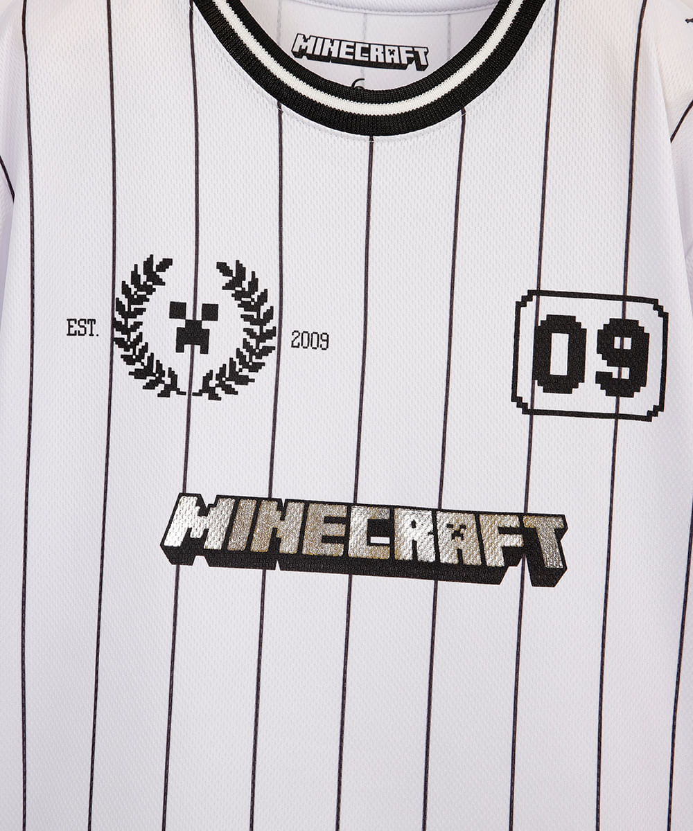 camiseta esportiva infantil minecraft off white