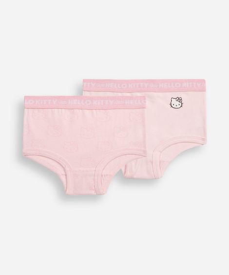 kit de 2 calcinhas infantis biquíni hello kitty rosa