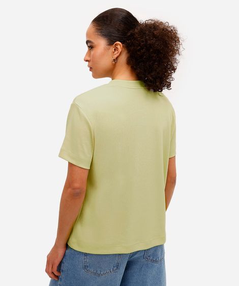 camiseta comfort feminina de algodão peruano interlock verde