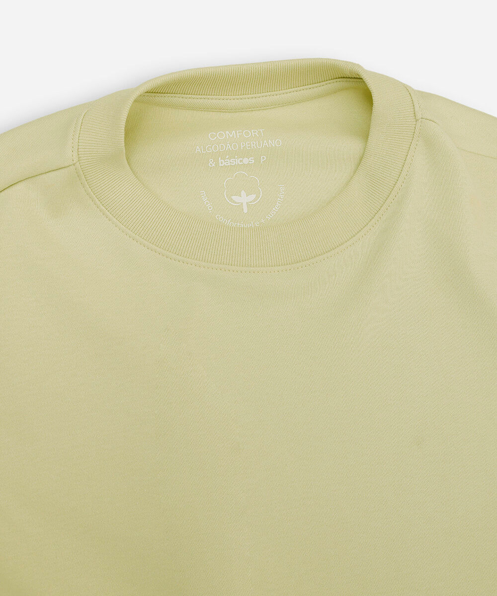 camiseta comfort feminina de algodão peruano interlock verde