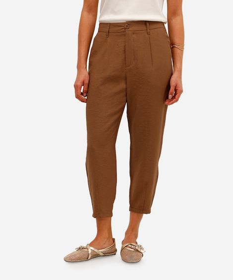 calça feminina pregas marrom