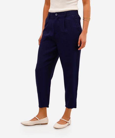 calça feminina pregas azul
