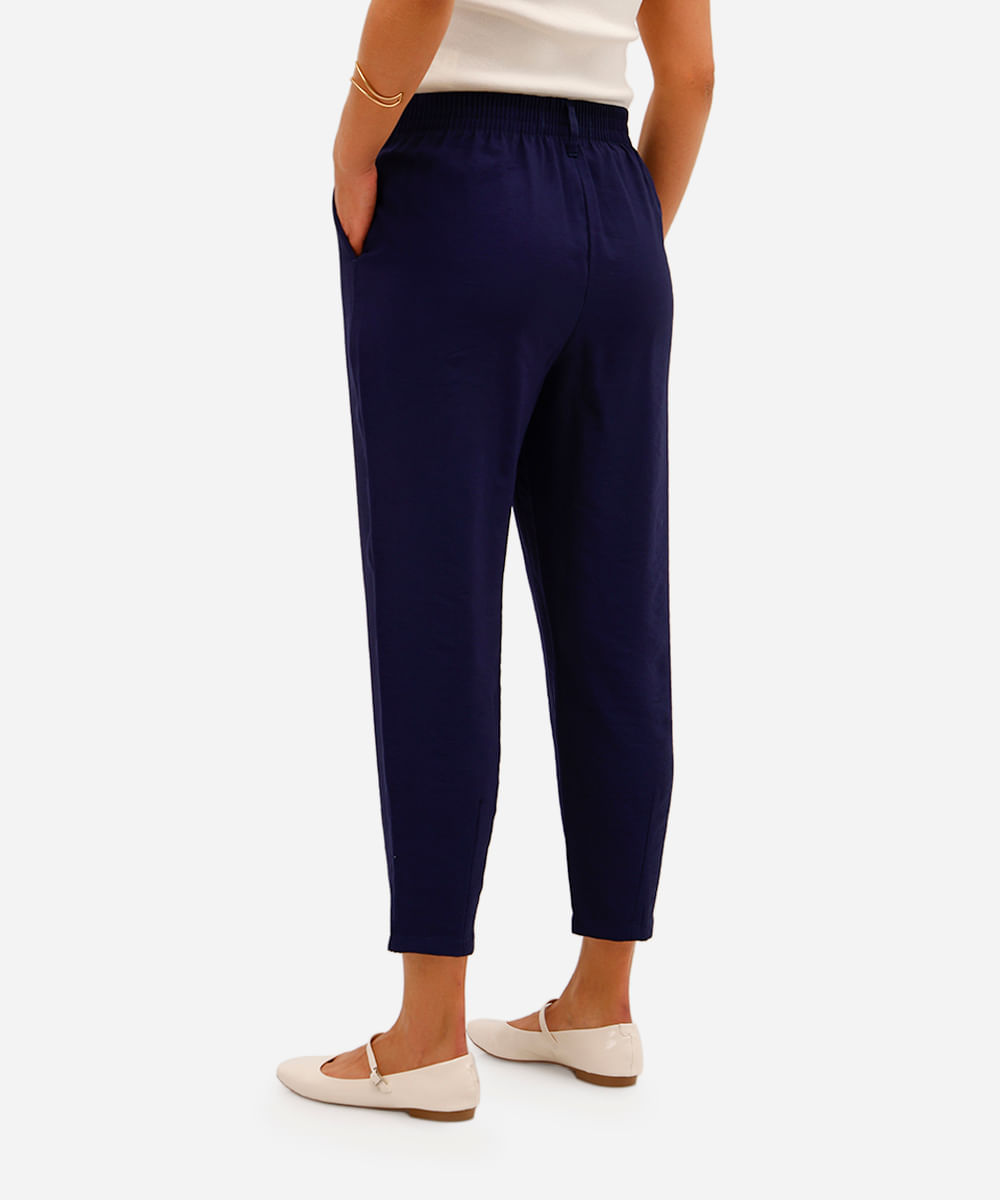 calça feminina pregas azul