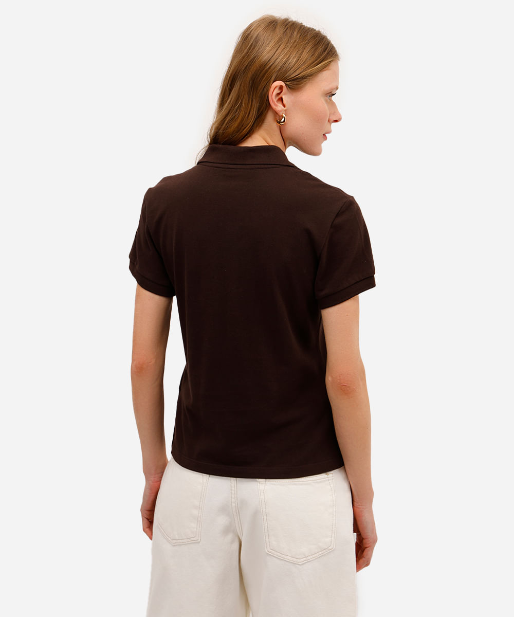 polo básica feminina de algodão marrom