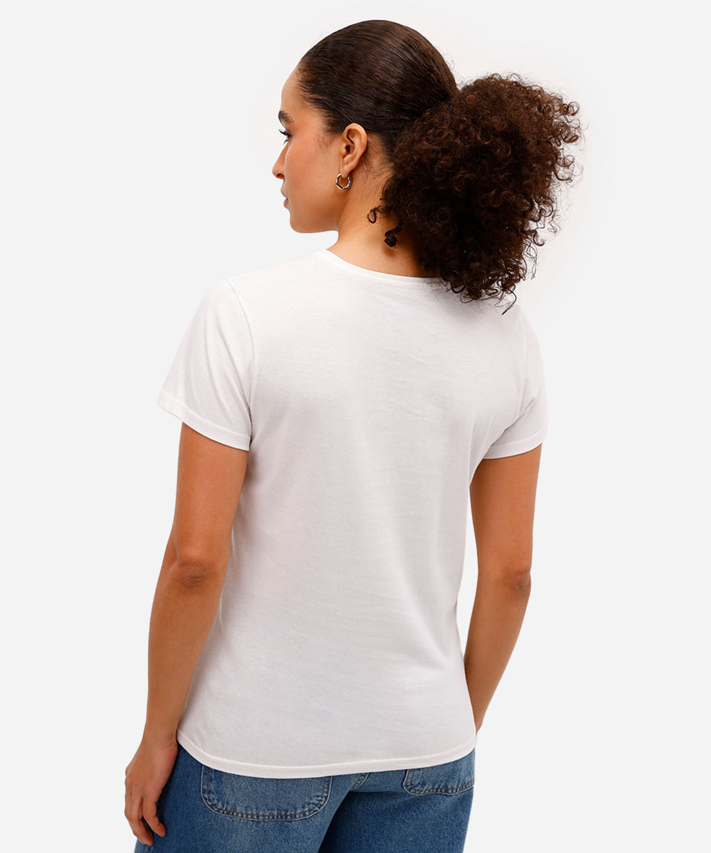 camiseta feminina de algodão mickey texturizada off white