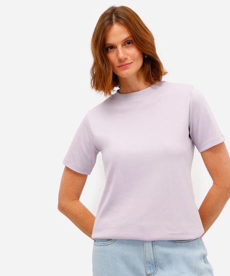 camiseta classic feminina de algodão peruano interlock lilás