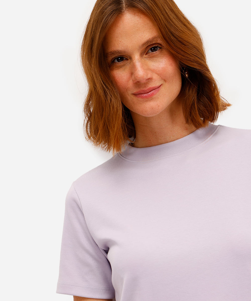 camiseta classic feminina de algodão peruano interlock lilás