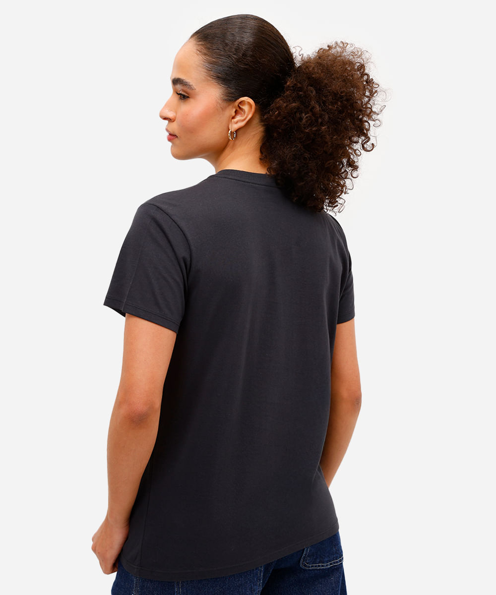 camiseta feminina de algodão sol e lua cinza