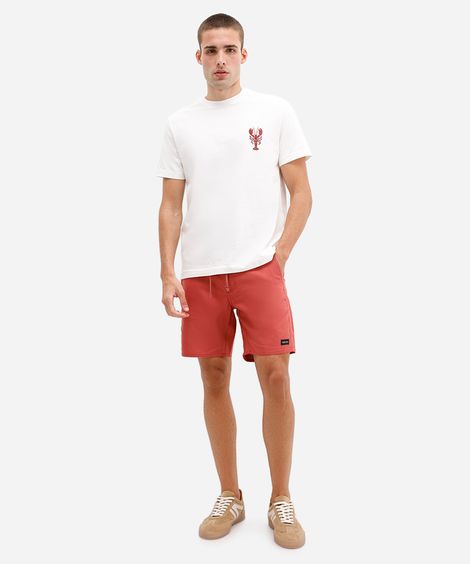 bermuda reta masculina de sarja com cordão laranja
